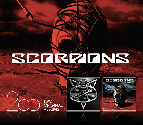 Scorpions “Comeblack/Acoustica” 2CD package with a bound and gagged face image.