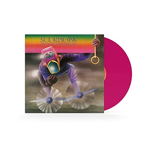 Scorpions "Fly to the Rainbow" vinyl record cover and pink disc.