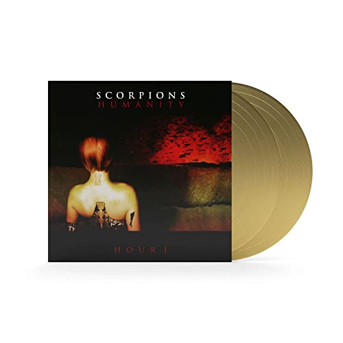 Scorpions Humanity Hour I vinyl album cover with two gold records behind it.
