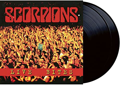 Scorpions "Live Bites" vinyl record with concert crowd cover art.