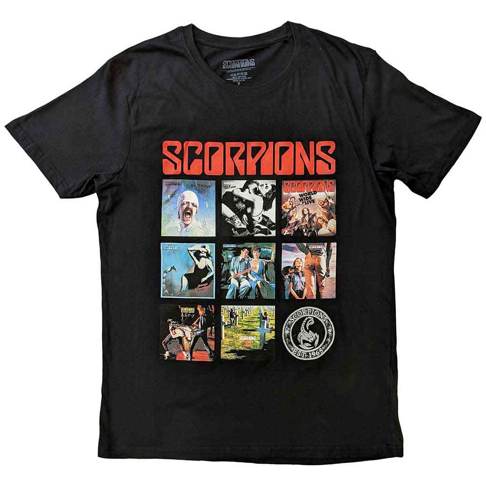 Black t-shirt with a Scorpions band logo, size large.