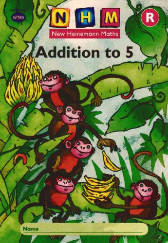 Book cover with monkeys and bananas, titled "Addition to 5".