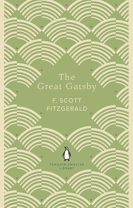 Green book cover with art deco fans and Penguin English Library logo.