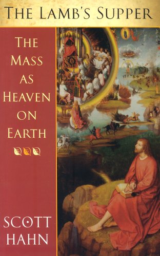 Book cover featuring religious art, text, and a figure in red writing on paper.