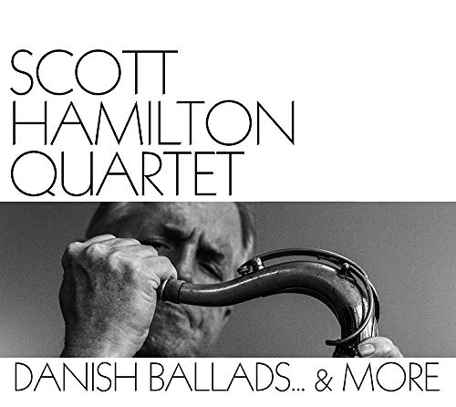 Scott Hamilton album cover featuring a saxophonist in grayscale.