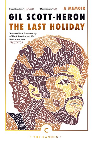 Book cover: portrait of Gil Scott-Heron composed of text and shapes.