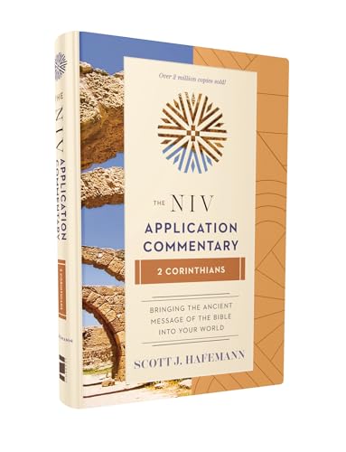 Book cover for “2 Corinthians” NIV Application Commentary, tan and blue.
