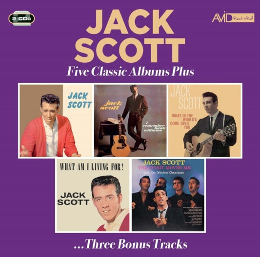CD compilation of Jack Scott's five classic albums with simple packaging and track listing.