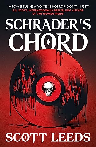Book cover: "Schrader's Chord" with a vinyl record and skeletal figures.