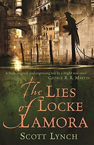 Book cover: "The Lies of Locke Lamora" with a Venetian canal scene.