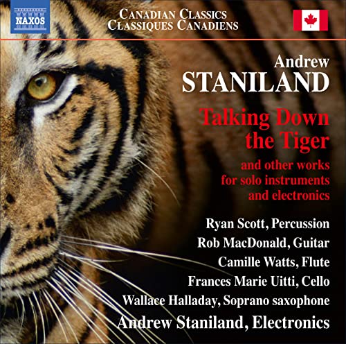 CD cover featuring a tiger’s face and text listing composers and performers.