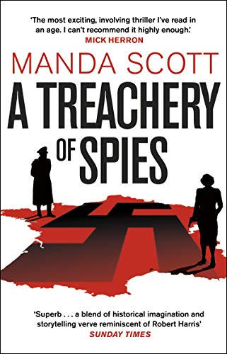 Book cover featuring silhouettes of two people over a red map with a swastika.