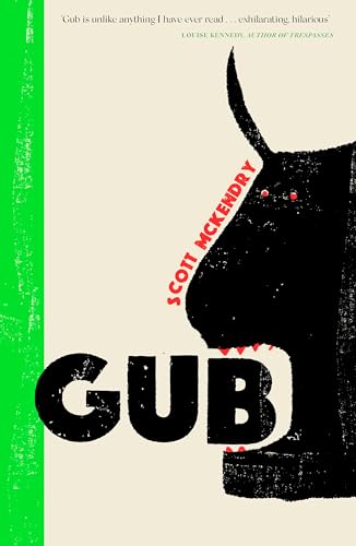 Book cover: black monster head with sharp teeth above the title "Gub".