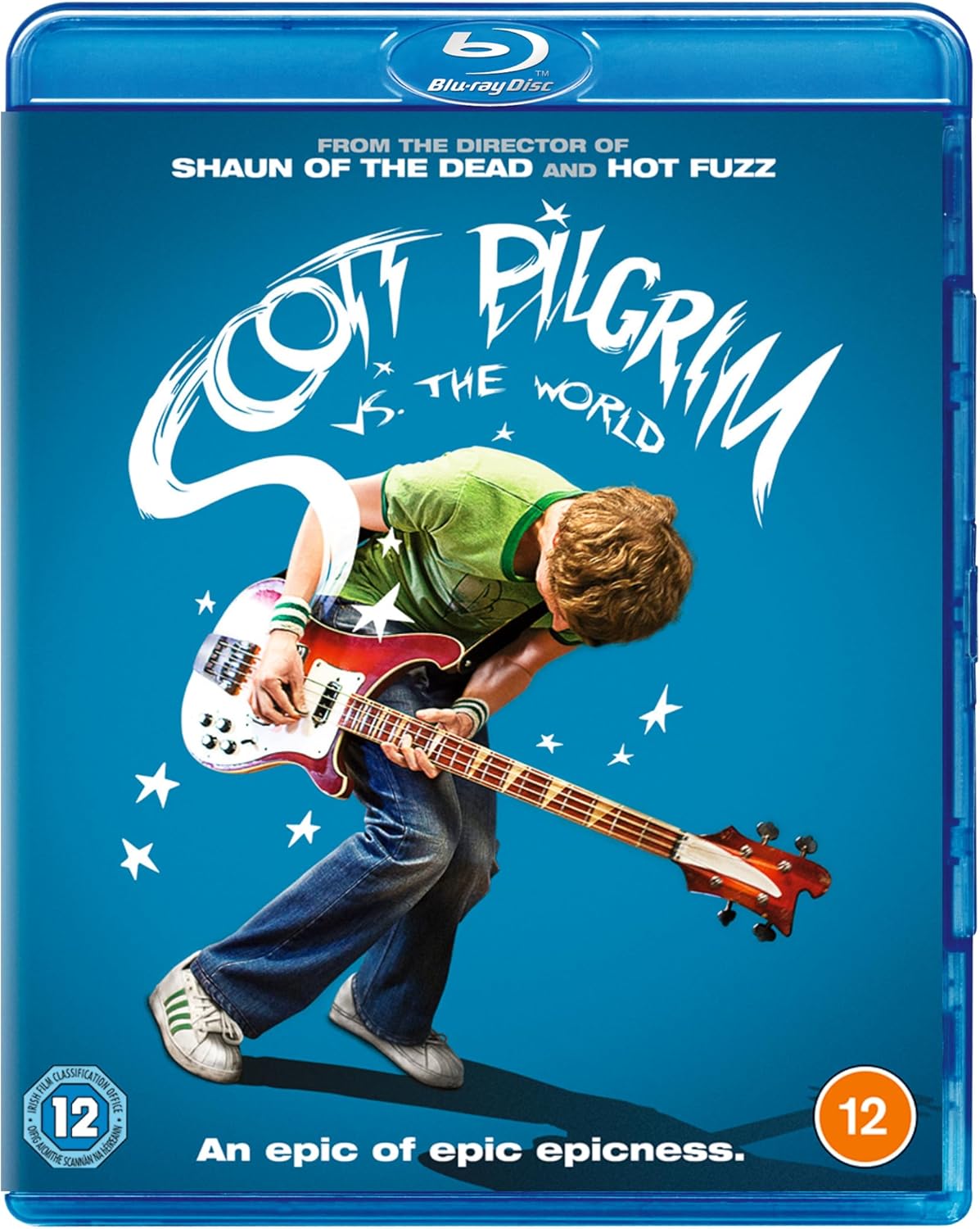 Scott Pilgrim Vs. The World Blu-ray cover featuring a young man with a guitar.