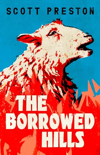 Book cover: white sheep’s head against a red and blue abstract background.