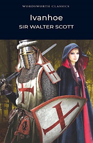 Book cover featuring a medieval knight in armor and a woman in a hooded cloak.