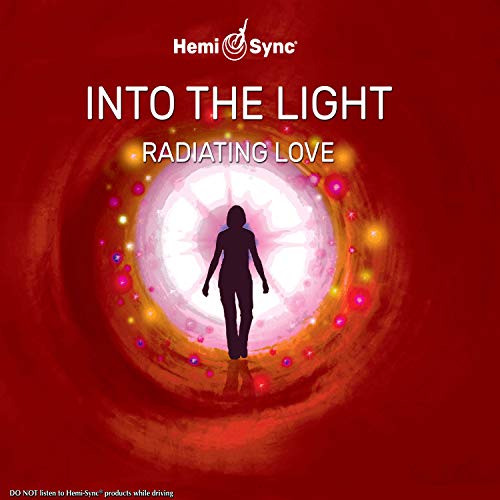 "Hemi-Sync album cover with a silhouette walking into a glowing light on red background."