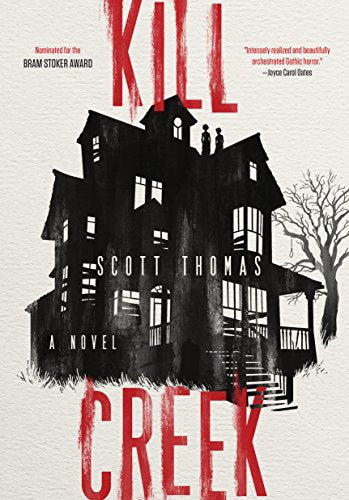 Book cover for Kill Creek featuring a black silhouette of a house against white.