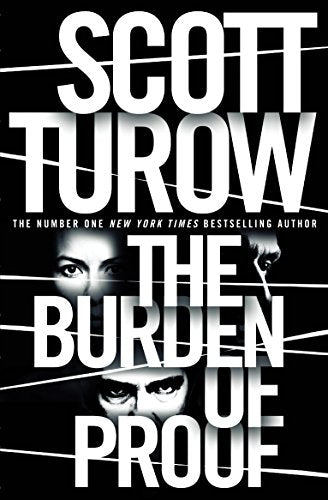Book cover for "The Burden of Proof" with faces and white lines.