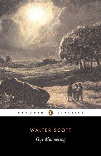 Book cover: "Guy Mannering" by Walter Scott, with a landscape painting.