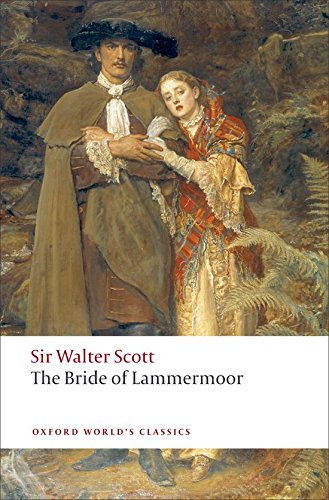 Book cover depicting a couple in historical clothing, "The Bride of Lammermoor.