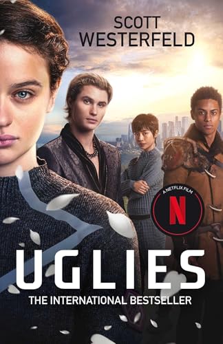 Book cover for "Uglies" featuring four young people and a futuristic city.