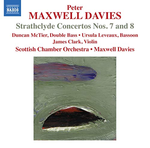 CD cover featuring abstract art with text for "Maxwell Davies: Strathclyde Concertos Nos. 7 and 8."