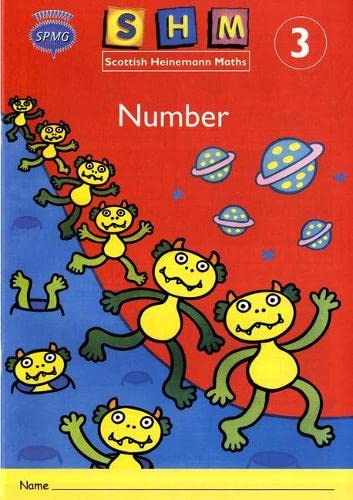 Scottish Heinemann Maths 3 Activity Book cover featuring cartoon monsters and planets on red.