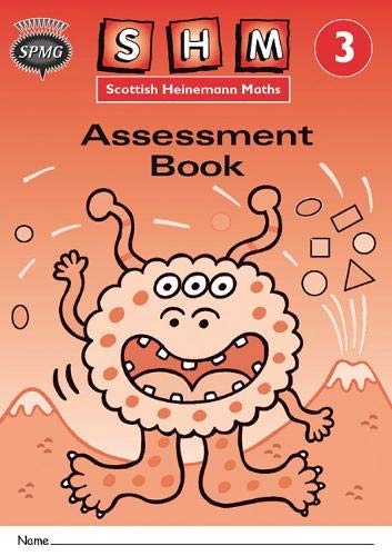 Scottish Heinemann Maths 3 Assessment Book cover with cartoon monster.