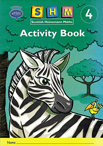 Scottish Heinemann Maths 4 activity book cover with zebra and bird.