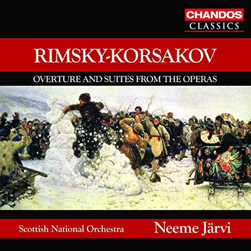 CD cover for Rimsky-Korsakov’s orchestral works, featuring a winter scene.
