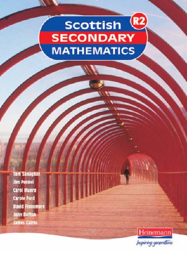 Textbook cover titled Scottish Secondary Mathematics R2 featuring a red arched pedestrian tunnel.
