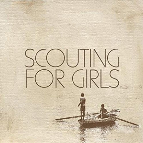 "Album cover with sepia-toned image of two people in a canoe, text 'Scouting for Girls'."