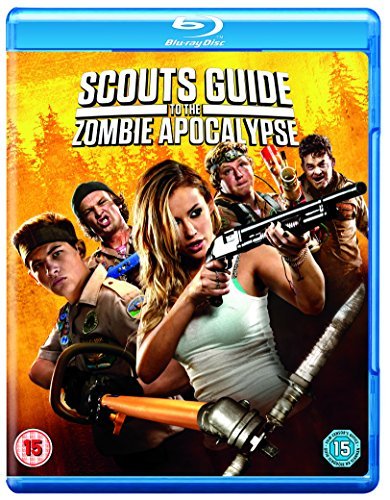 Scouts Guide to the Zombie Apocalypse" Blu-ray cover with young adults and zombies.