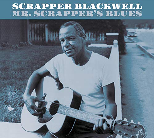 Scrapper Blackwell portrait with acoustic guitar, album cover art.