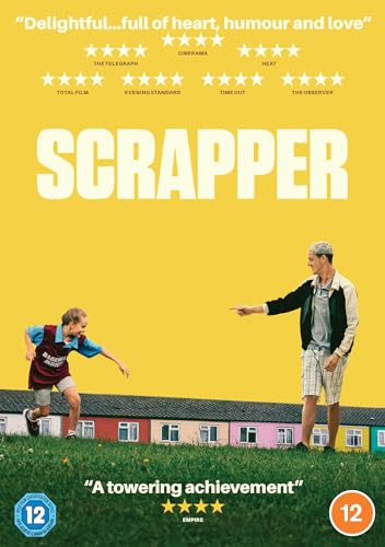 Scrapper" DVD cover featuring a boy running and a man pointing.