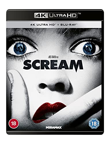 Scream 4K Ultra HD and Blu-ray cover featuring a close-up of a screaming face.