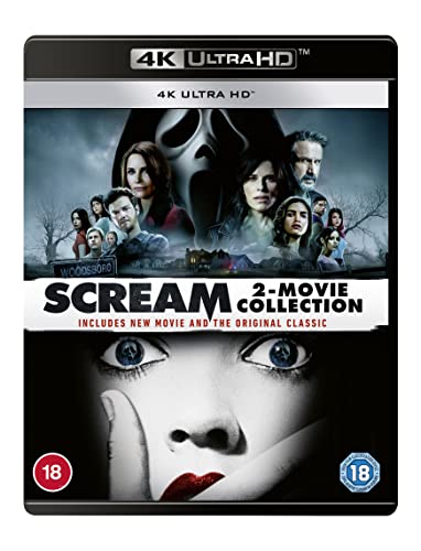 Scream 2-Movie Collection 4K Ultra HD Blu-ray case featuring Ghostface and various characters.