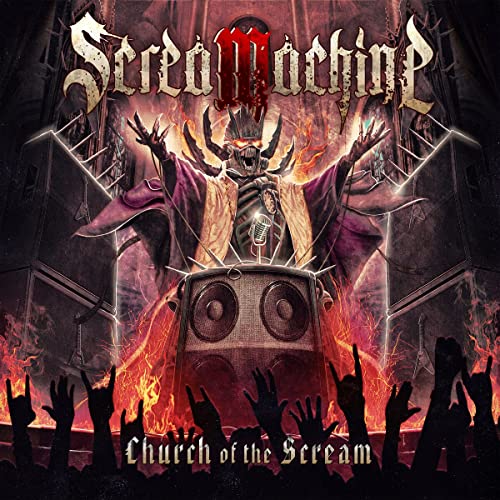 CD cover: demonic figure before speakers, with reaching hands below.