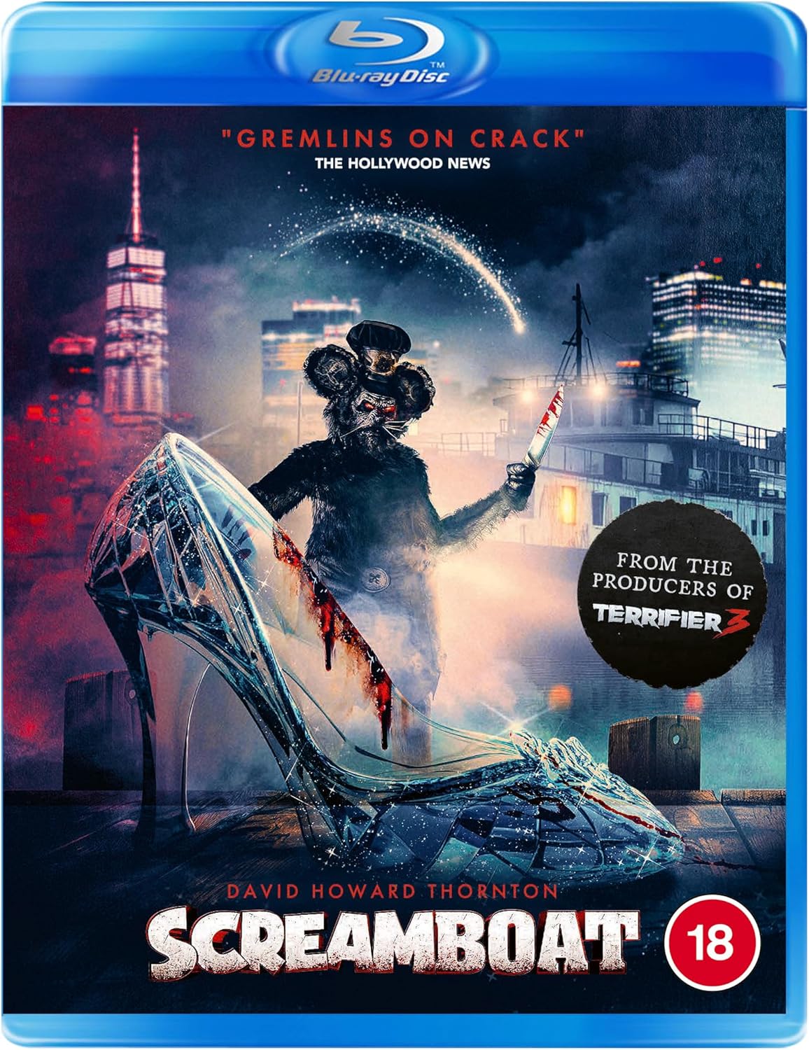 Screamboat Blu-ray cover featuring a monstrous figure with a knife.