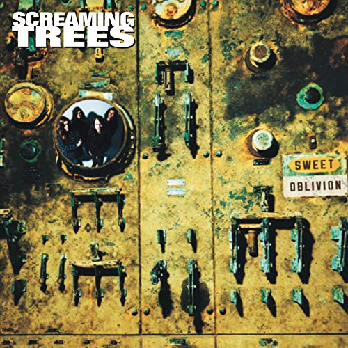 Screaming Trees’ “Sweet Oblivion” vinyl album cover, textured metal background.