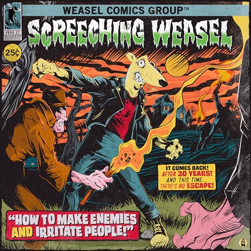 Comic book cover for Screeching Weasel CD, featuring a weasel-headed figure.