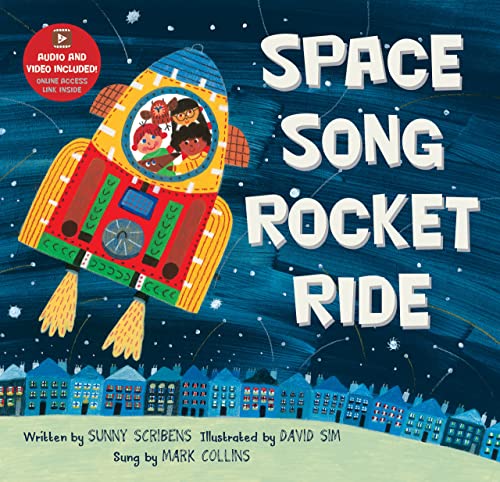 Colorful illustrated children’s book cover featuring a rocket with diverse children.