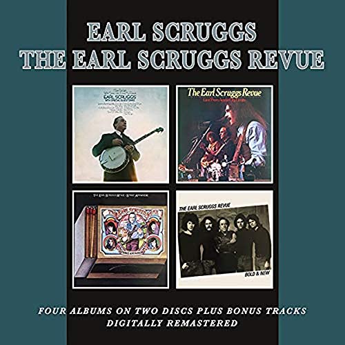 CD packaging featuring Earl Scruggs Revue album covers and text details.