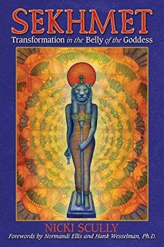 Book cover featuring a vibrant illustration of the Egyptian goddess Sekhmet.