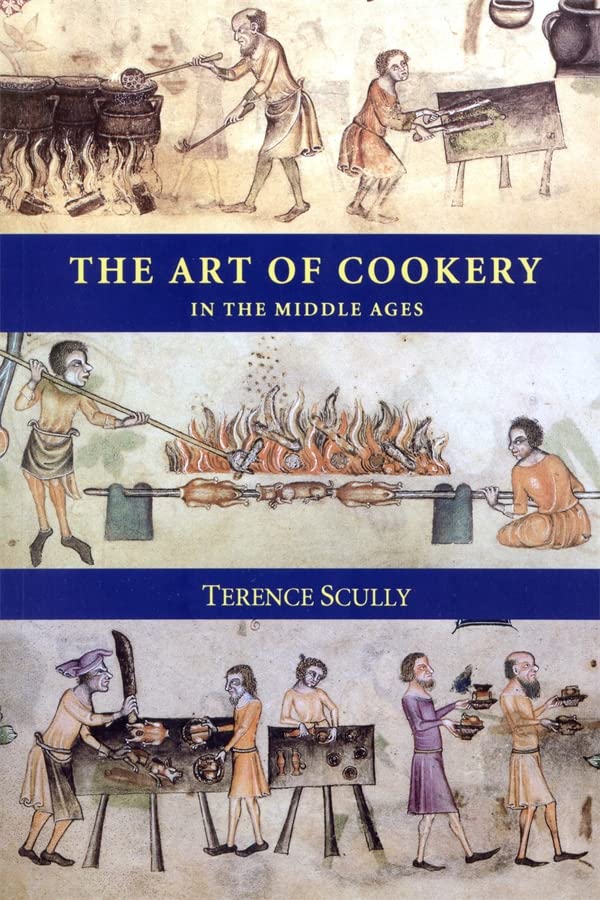 Book cover depicting medieval cooks and food preparation scenes.