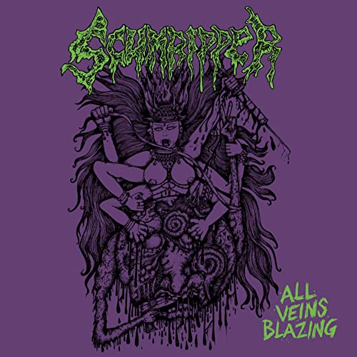CD cover for Scumripper’s “All Veins Blazing” featuring a dark, detailed illustration.