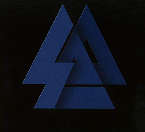 Blue abstract triangle design on a black background, with the word "SEA".
