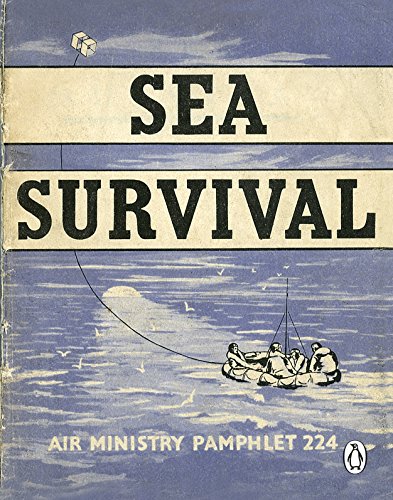 Vintage book cover: "Sea Survival" with illustration of people in a raft.