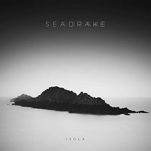 Black and white CD cover with a small, rocky island in a sea.